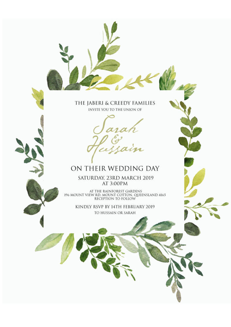 Sarah and Hussains Wedding Invitation